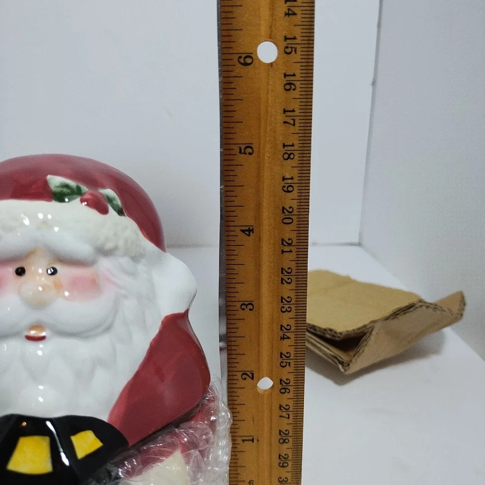 Vintage Santa Claus Face Head Ceramic Creamer‎ Sugar W/ Lids 2 PC Christmas Set